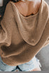 Zipper V-Neck Dropped Sleeve Hooded Solid Sweater